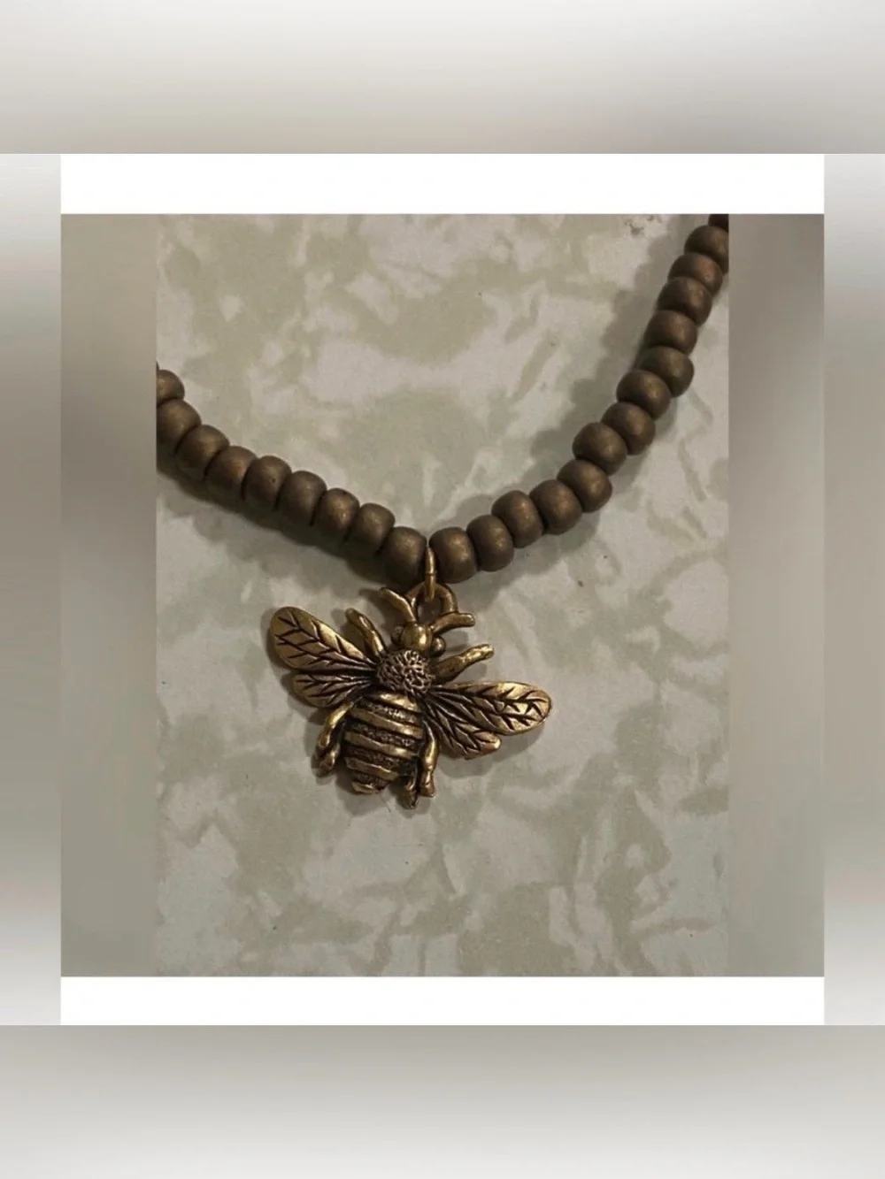 Gold Tone Bee Charm Necklace #9349 💎 - Picture 3 of 10